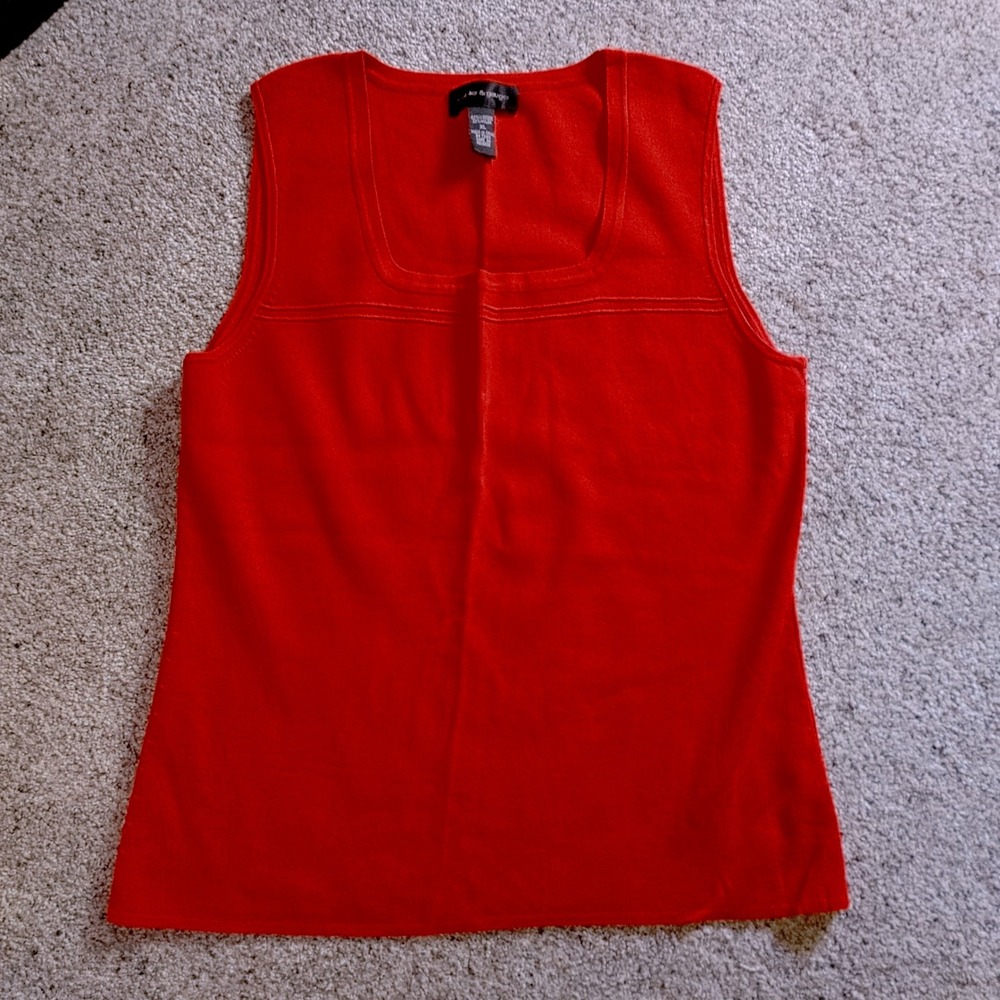 Gorpcore Festive Resort Red Sleeveless Square Neck Knit Sweater Shell XL